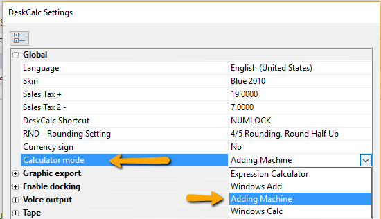 Calculator modes