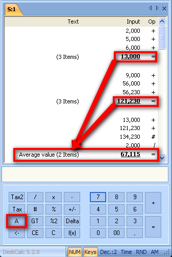 Tape calculator average