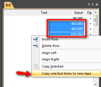 Copy values to new tape