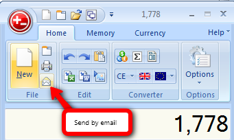 send tape calculator calculation by email
